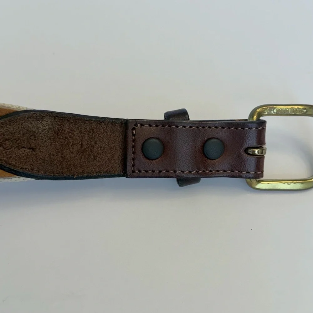 Needlepoint hand stitched vintage belts with solid brass buckles